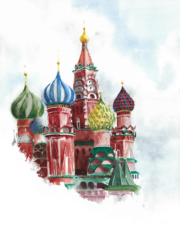 Watercolor of St Basil's Cathedral on sale