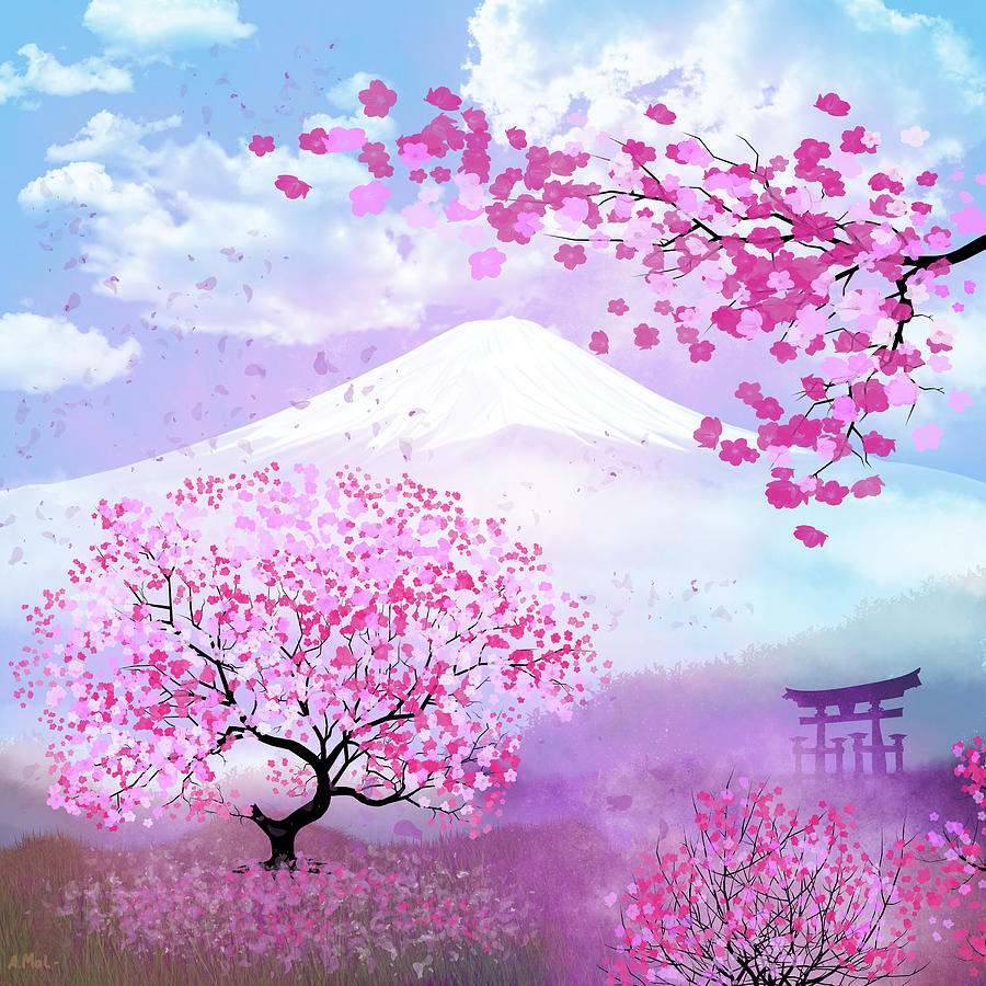 Sakura in Full Bloom Digital Art by Anastasiya Malakhova