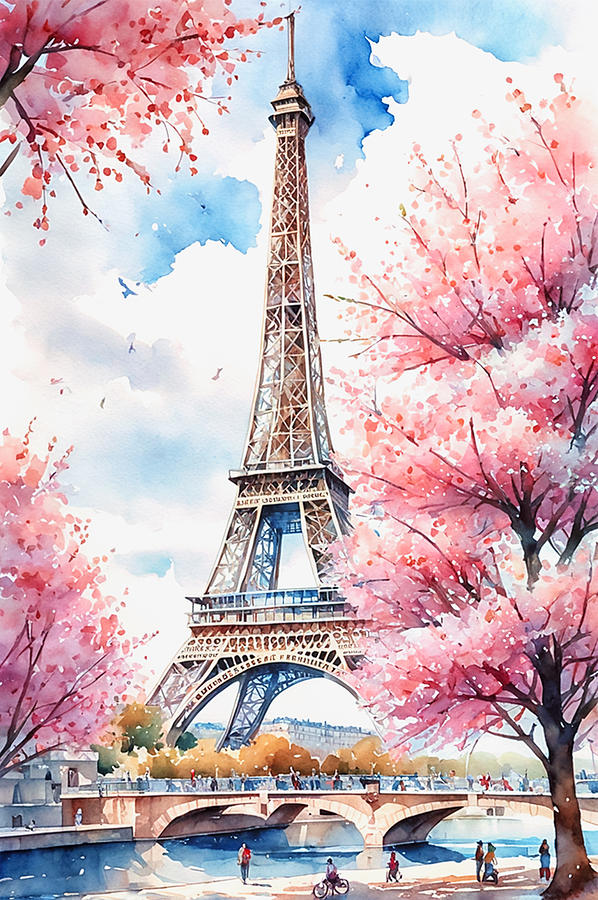 Sakura In Paris Digital Art