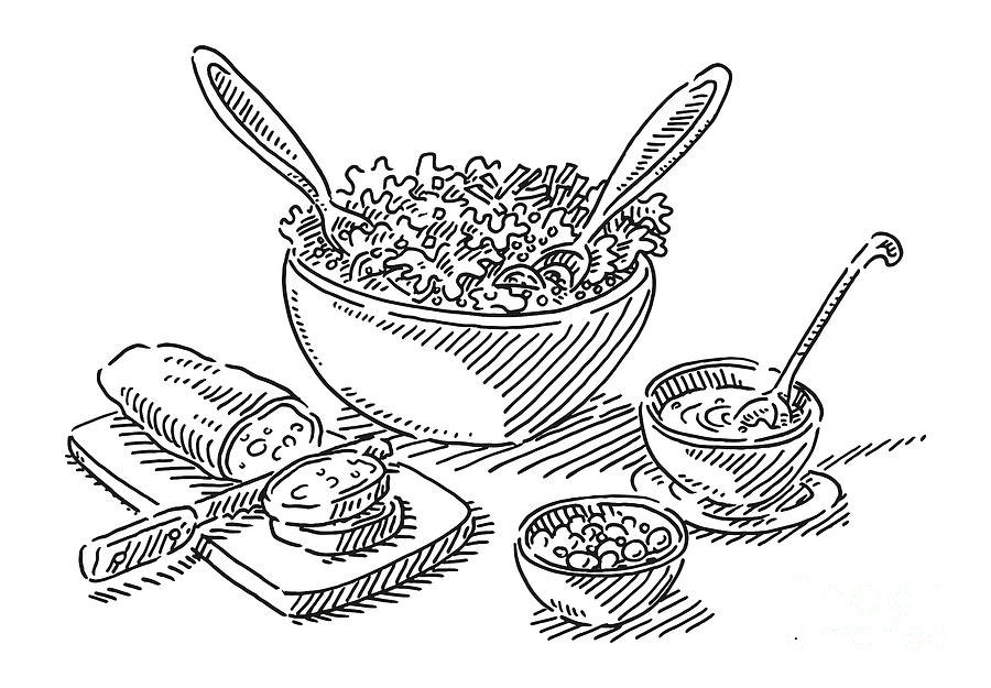 healthy lunch clipart black and white