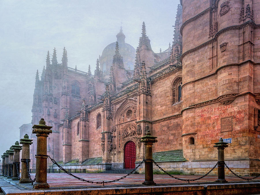Salamanca Spain Cathedral In Fog Photograph