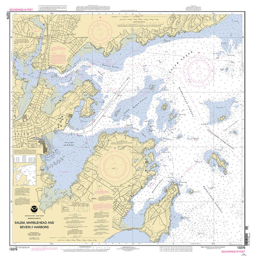 Salem, Marblehead And Beverly Harbors, Noaa Chart 13276 Digital Art by Nautical Chartworks
