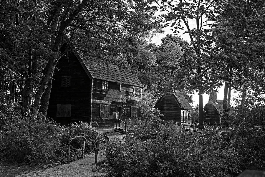 Salem Massachusetts Pioneer Village Forest River Park Black and White Photograph by Toby McGuire