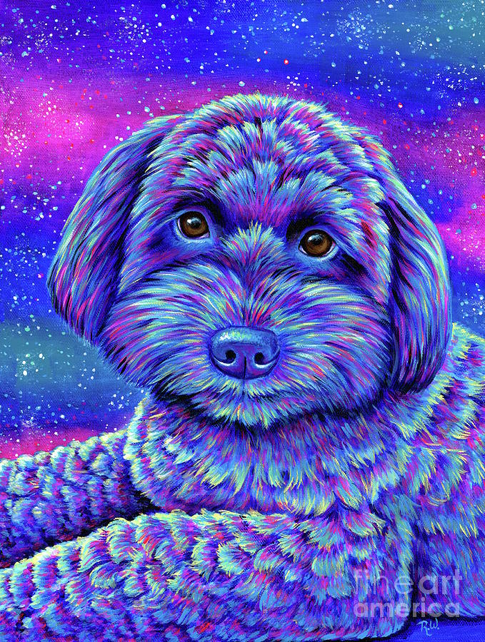 Salem the Schnoodle Painting by Rebecca Wang