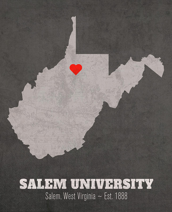 Salem University Salem West Virginia Founded Date Heart Map Mixed Media ...