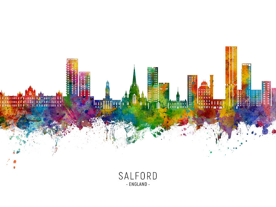 Salford England Skyline #50 Digital Art by Michael Tompsett