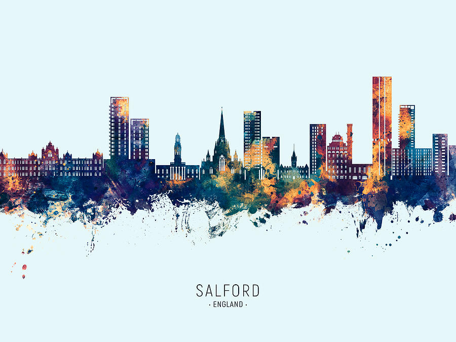 Salford England Skyline #53 Digital Art by Michael Tompsett