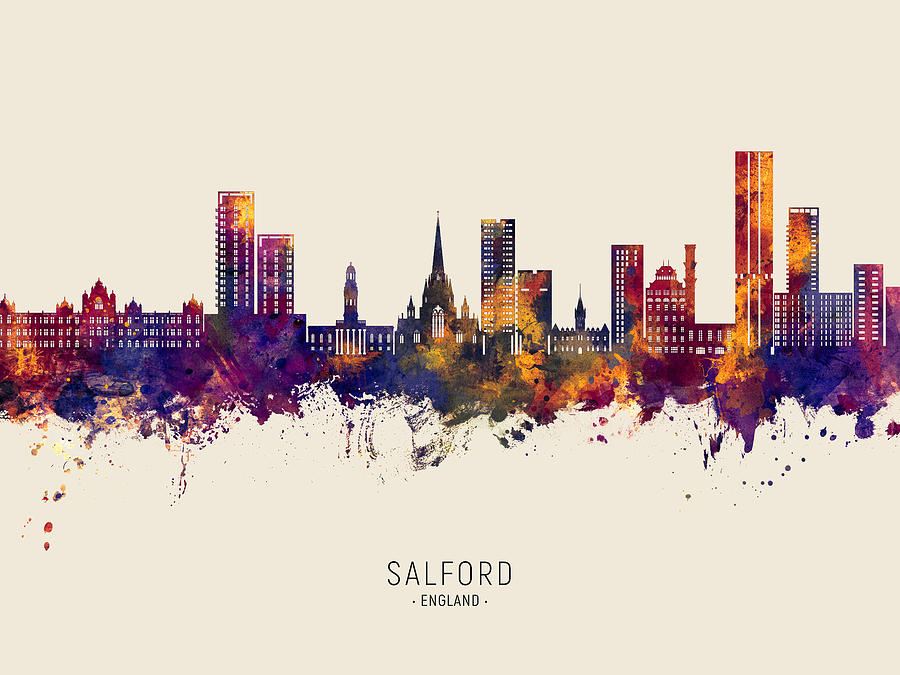 Salford England Skyline #55 Digital Art by Michael Tompsett