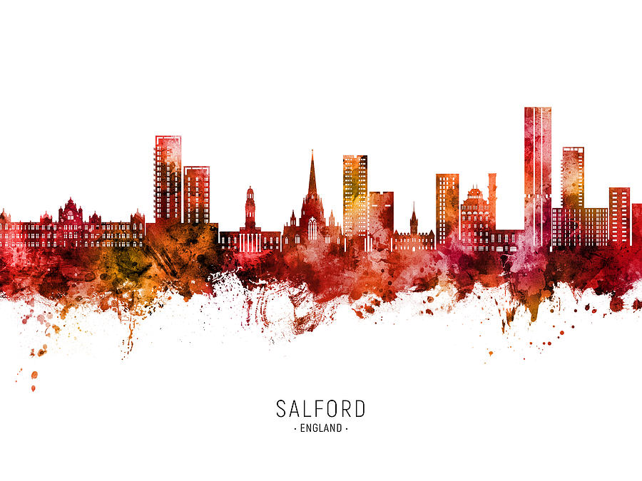 Salford England Skyline #60 Digital Art by Michael Tompsett