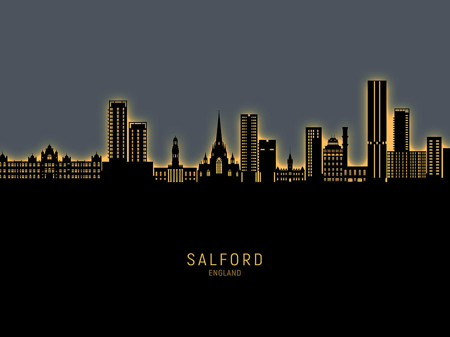 Salford England Skyline #63 Digital Art by Michael Tompsett