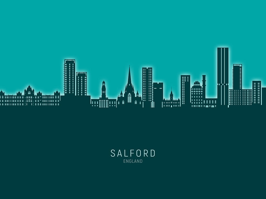 Salford England Skyline #65 Digital Art by Michael Tompsett