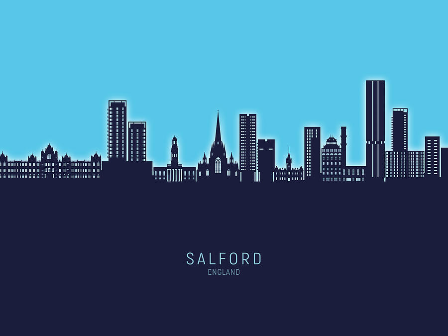 Salford England Skyline #66 Digital Art by Michael Tompsett