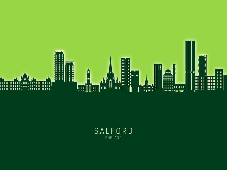 Salford England Skyline #67 Digital Art by Michael Tompsett