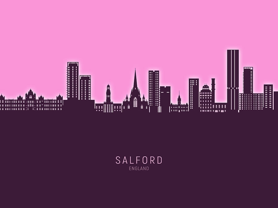 Salford England Skyline #68 Digital Art by Michael Tompsett