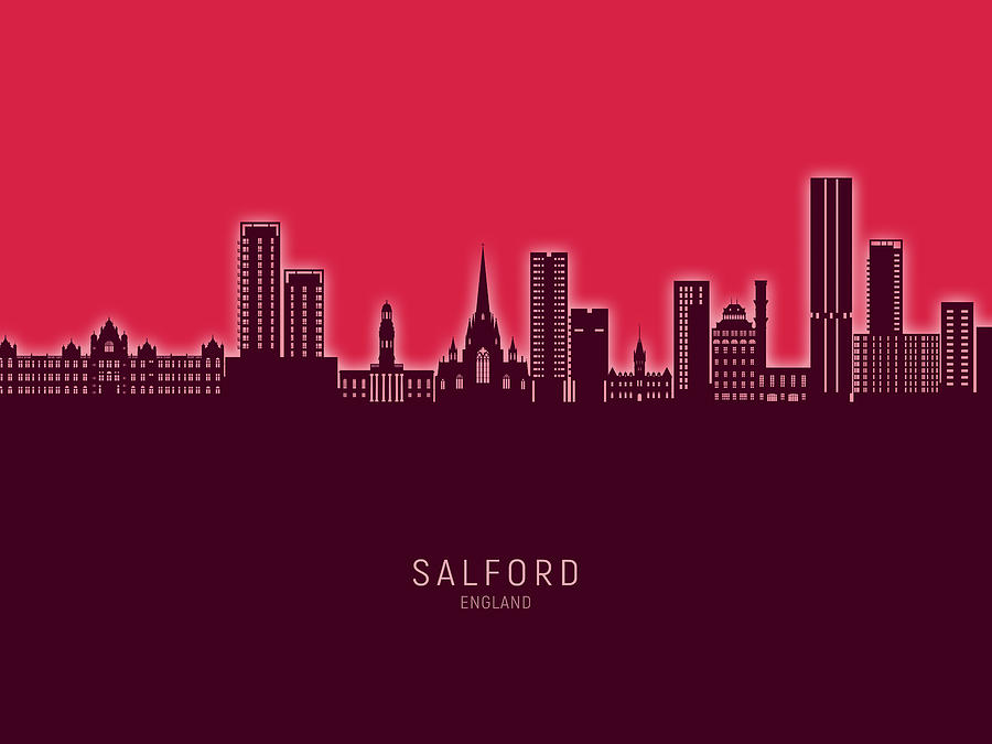 Salford England Skyline #69 Digital Art by Michael Tompsett