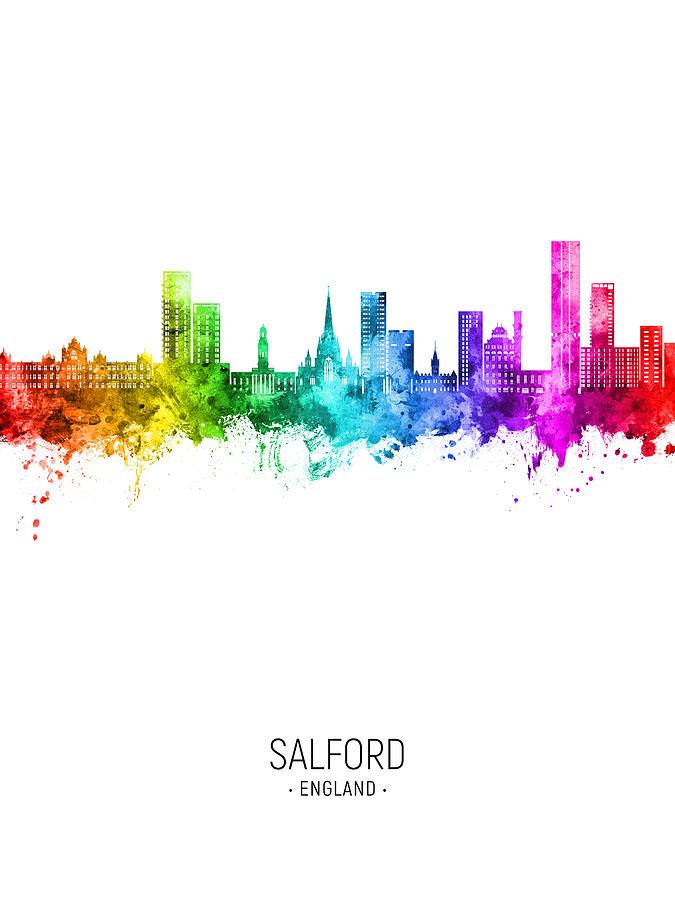 Salford England Skyline #75 Digital Art by Michael Tompsett