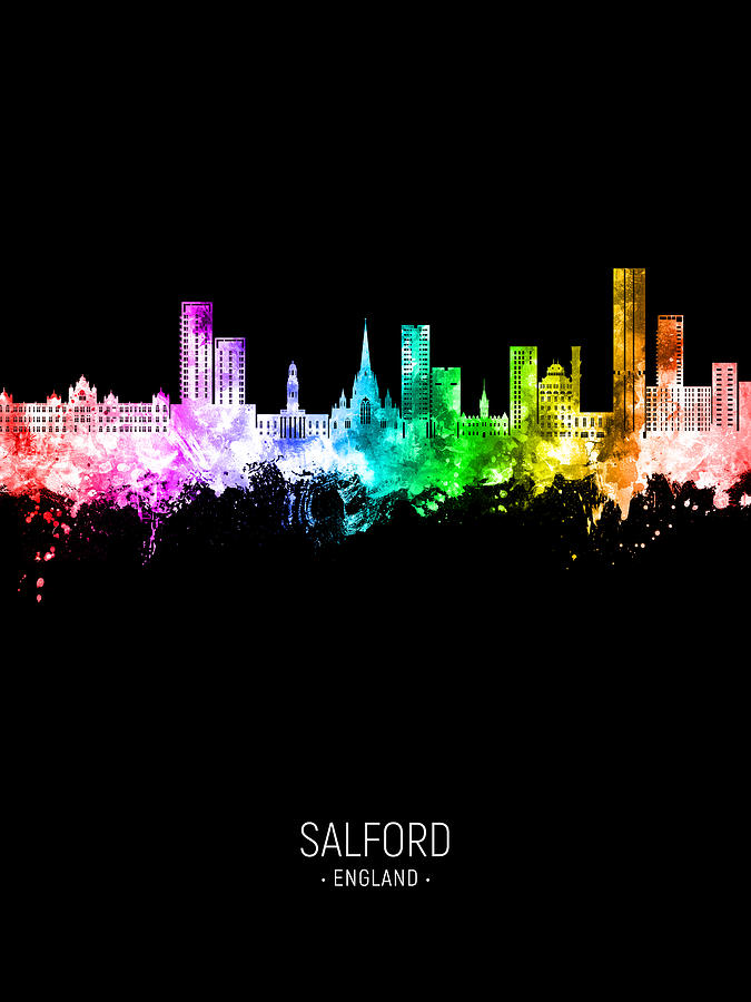 Salford England Skyline #78 Digital Art by Michael Tompsett
