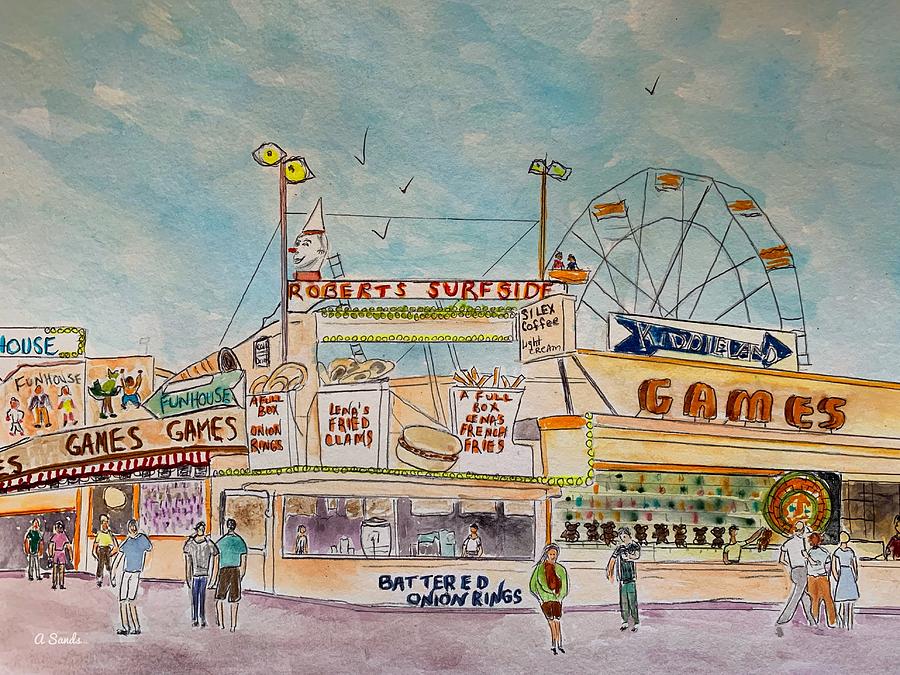 Salisbury Beach in the Fifties Painting by Anne Sands