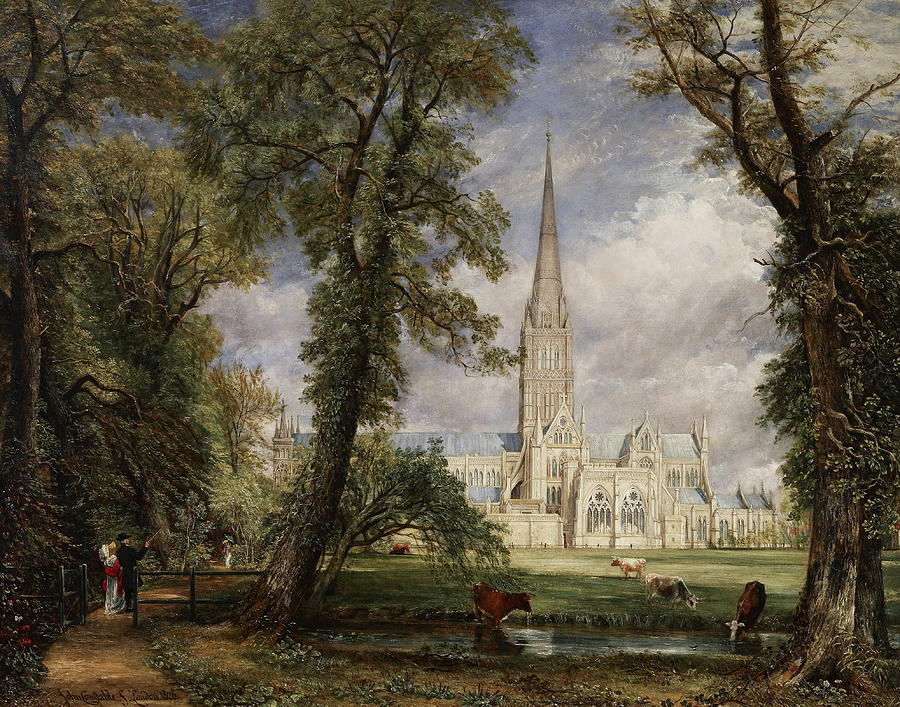 Salisbury Cathedral from the Bishops Garden, 1826 Painting by John Constable