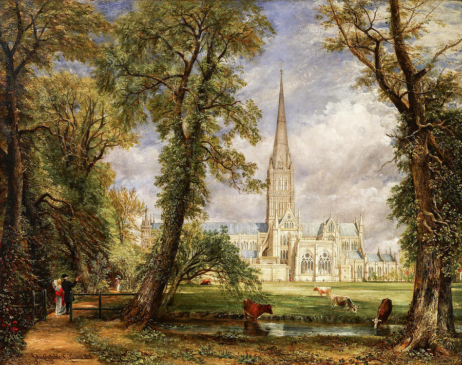 Salisbury Cathedral from the Bishops Garden by John Constable Painting by John Constable