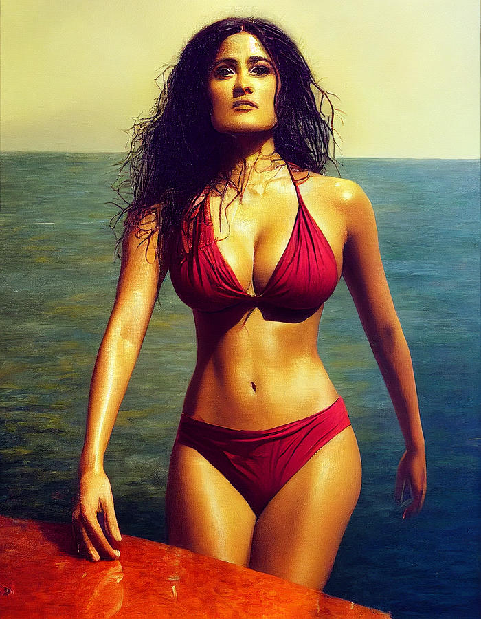 Salma Hayek Red Bikini Digital Art by Craig Boehman