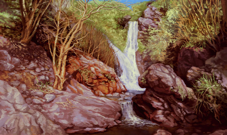 Salmon Creek Falls Painting by Hans Neuhart