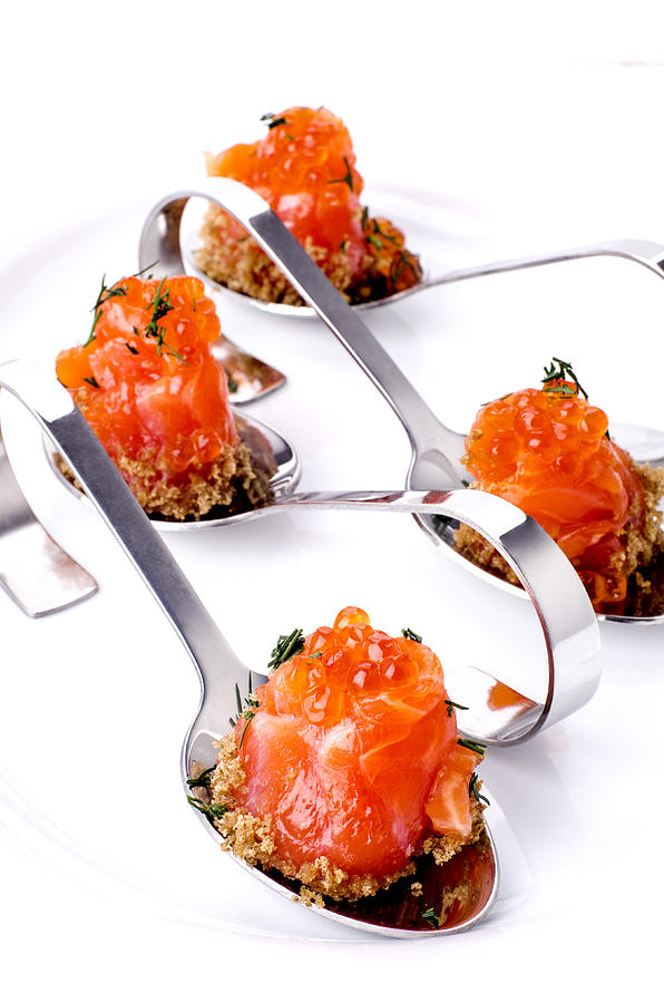 Salmon rolls with red caviar and bread crumbs Boro Photograph by Olena Gorbenko  delicious food