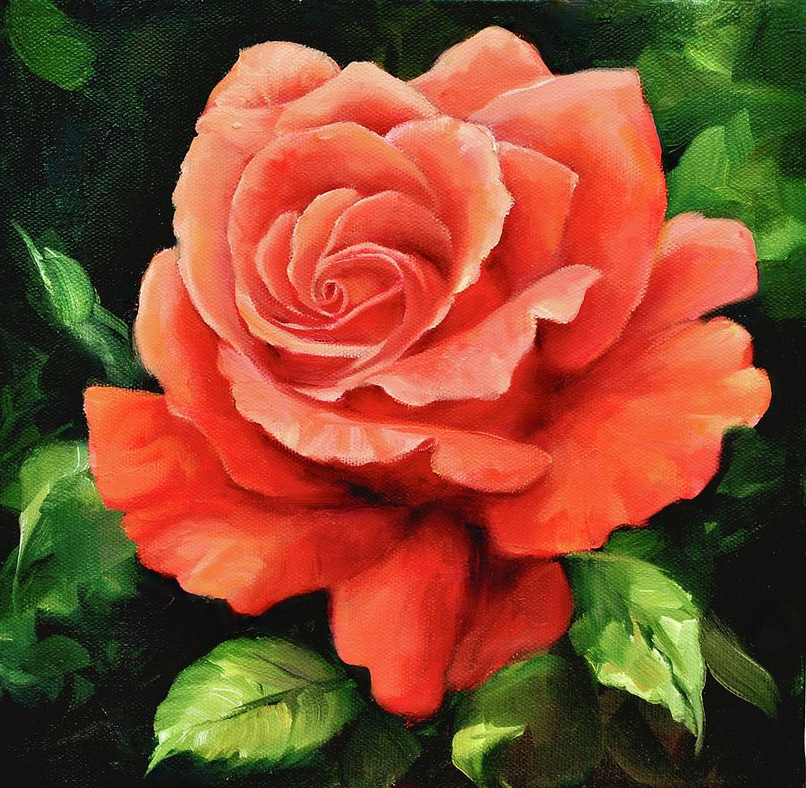 Nature Painting - Salmon Rose by Laurie Snow Hein