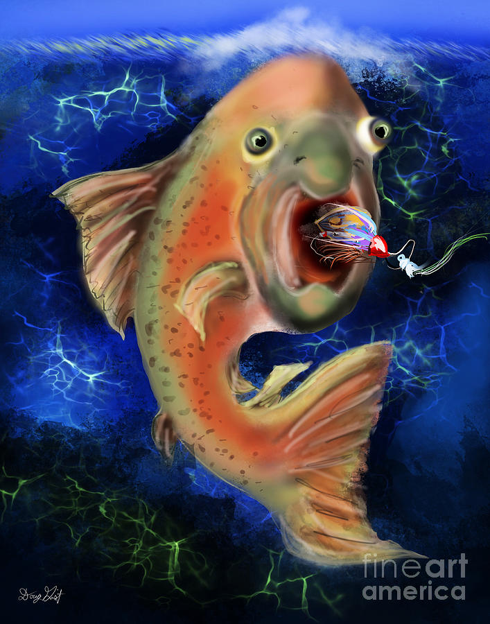 Salmon Takes a Fly Digital Art by Doug Gist