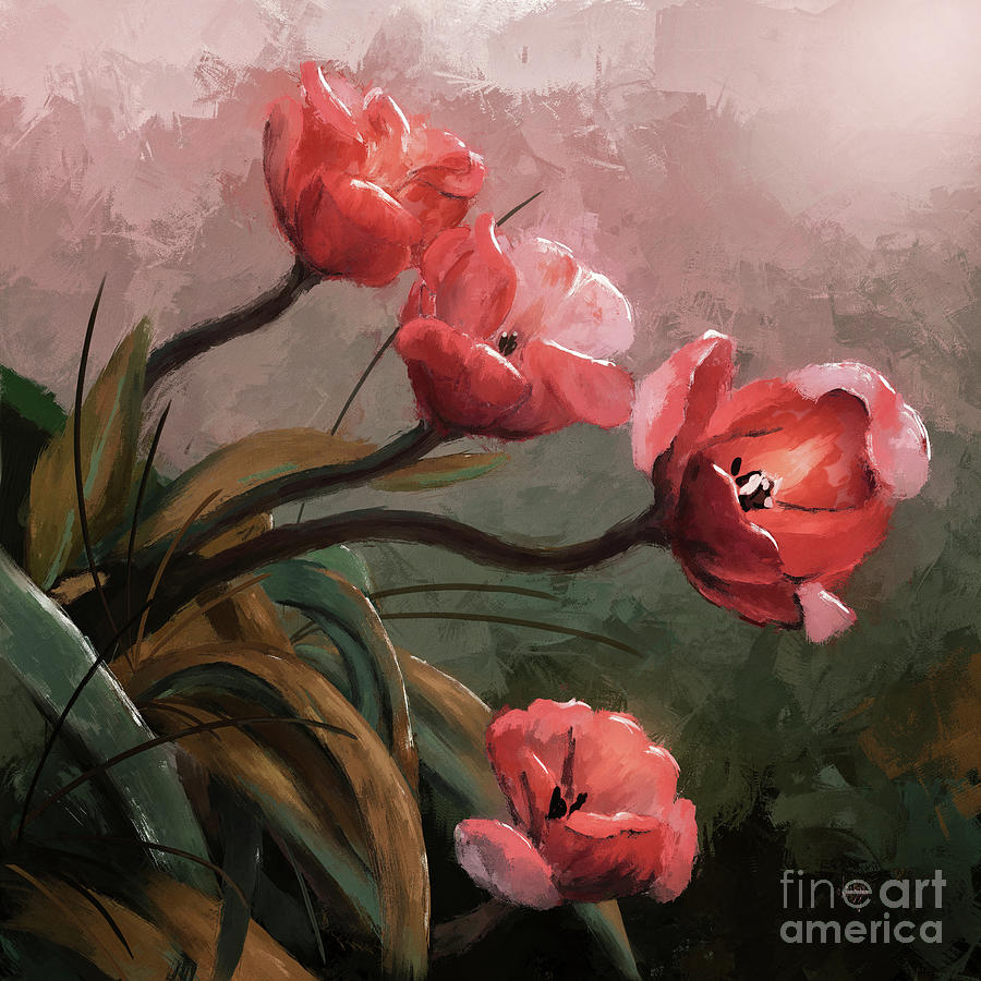 Salmon Tulips Digital Art by Lois Bryan