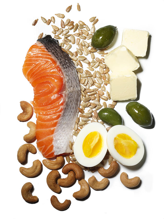 Salmon with Eggs, Cashews, Sunflower Seeds, Olives Photograph by Jonathan Kantor