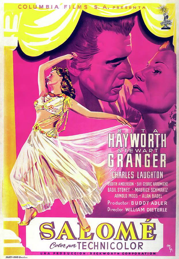 Rita Hayworth Mixed Media - Salome 2, with Rita Hayworth and Stewart Granger, 1953 by Movie World Posters