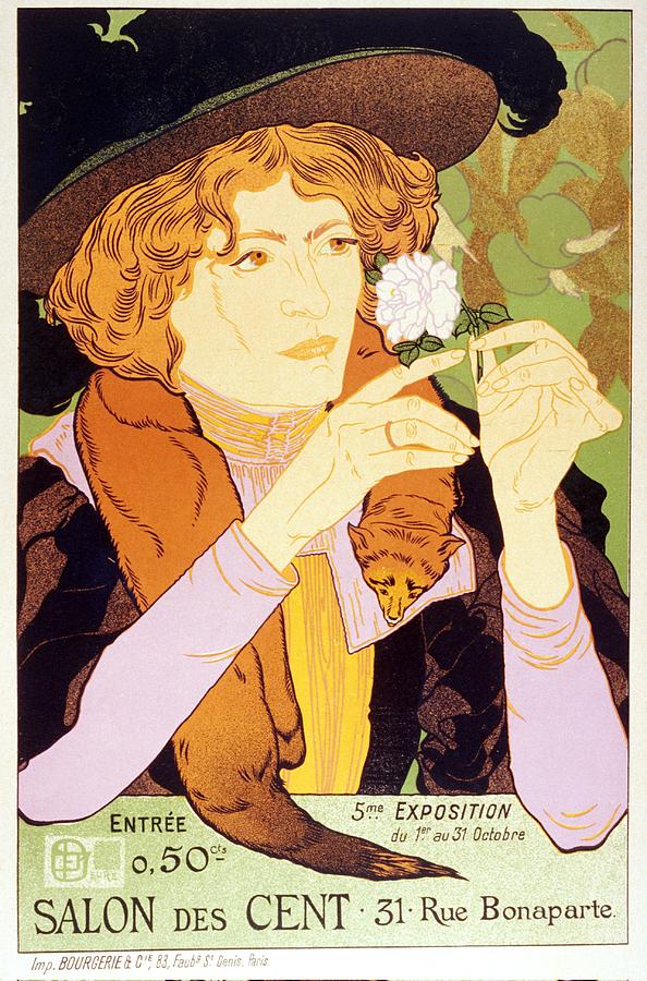 Salon Des Cent - Art Nouveau Vintage Advertising Poster - Georges De ...