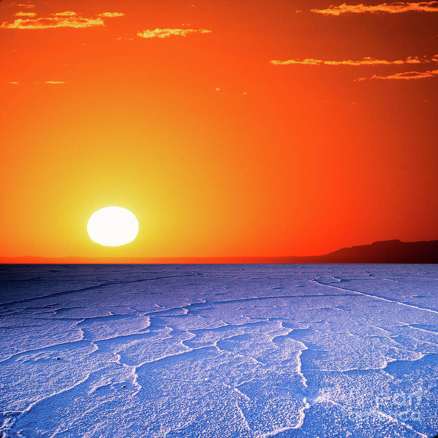 Nature Photograph - Salt Flats Sunset by Don Landwehrle