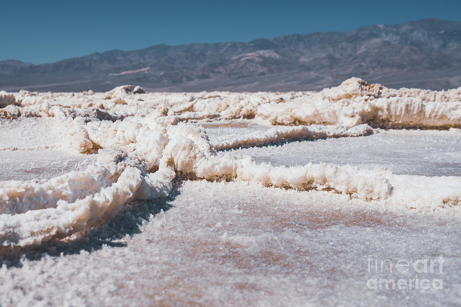 Salt flats, upheaved salt plates below sea level in Death Valley National Park Photograph by Hanna Tor