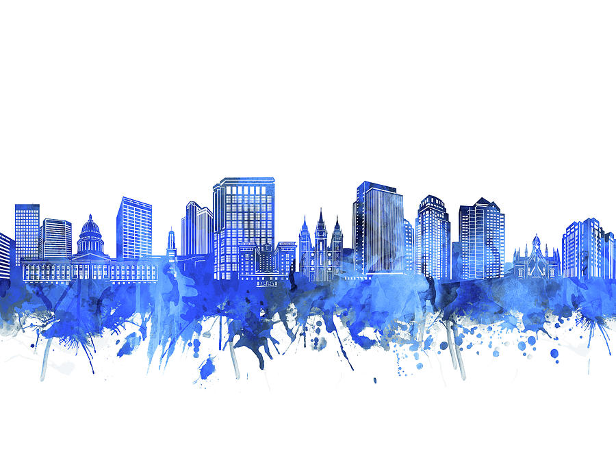 Salt Lake City Skyline Blue Digital Art by Bekim M - Fine Art America