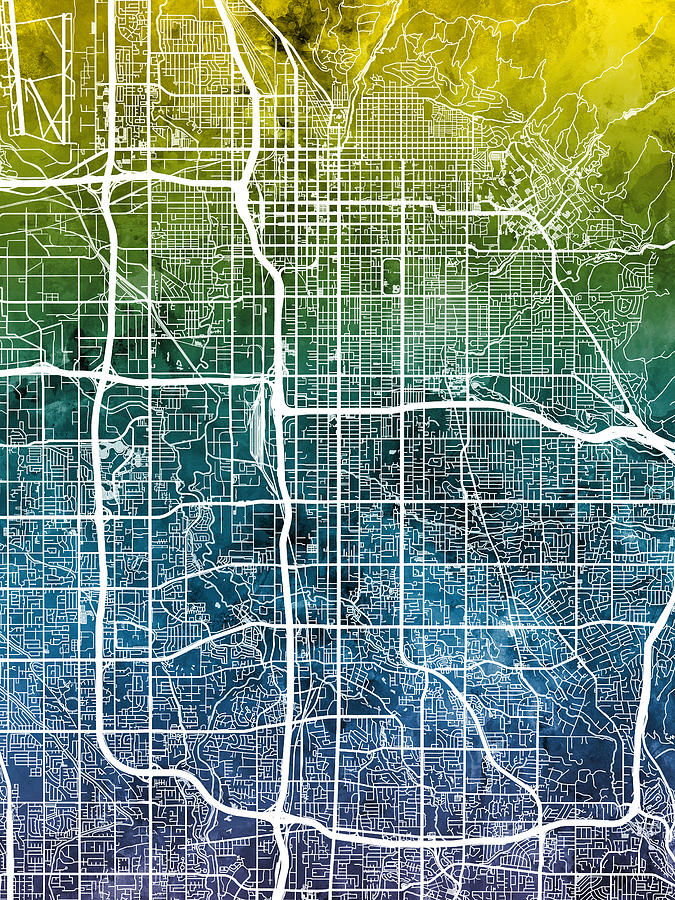Salt Lake City Utah City Map Digital Art by Michael Tompsett
