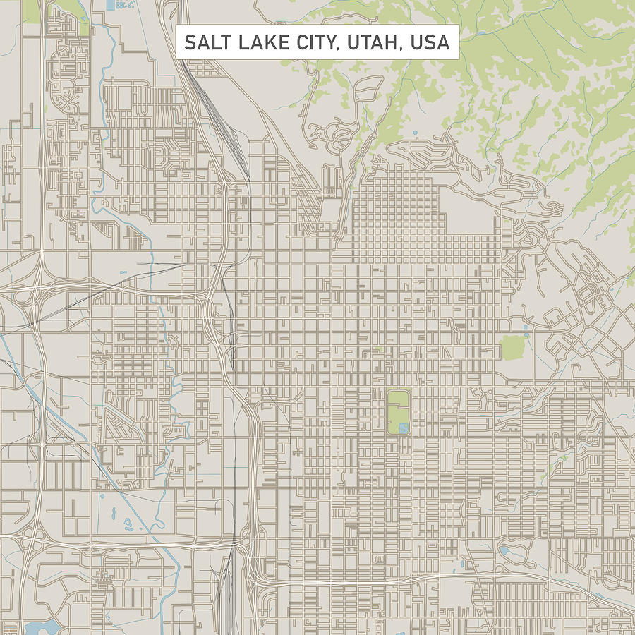 Salt Lake City Utah US City Street Map Drawing by FrankRamspott