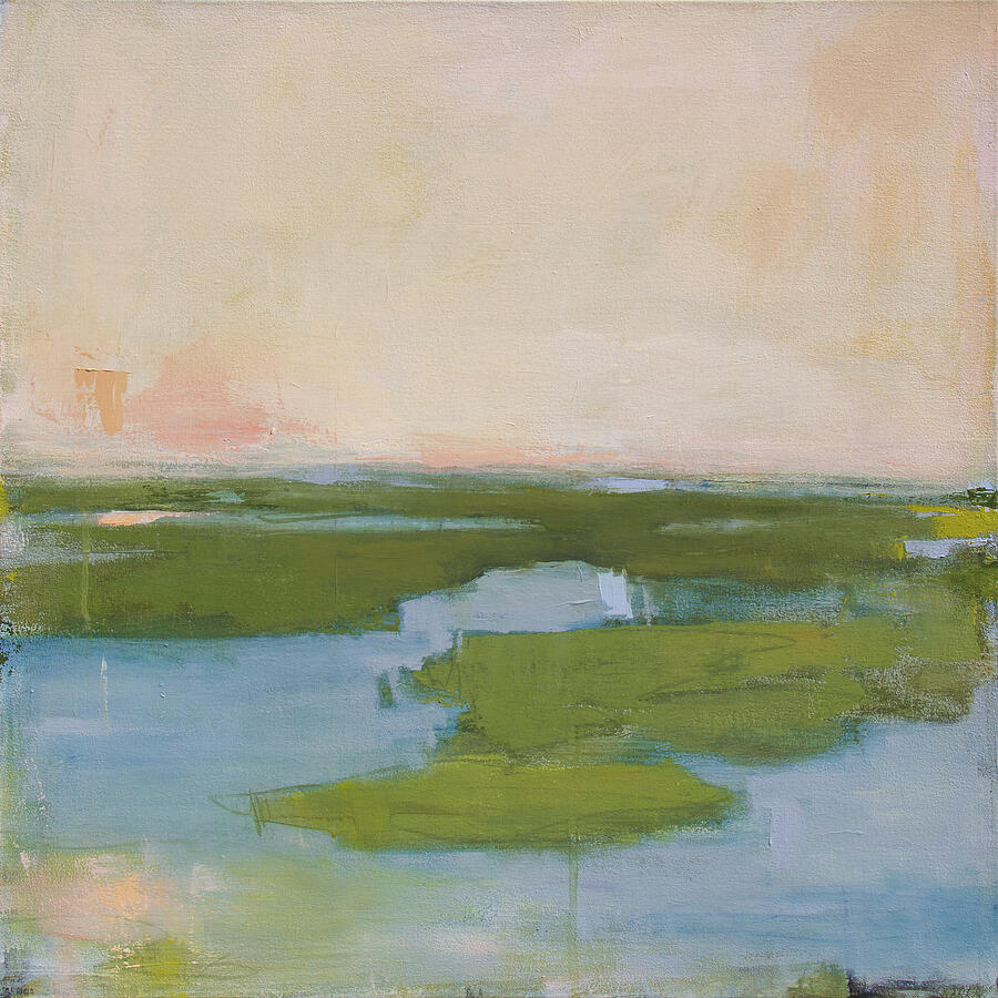 Abstract Painting - Salt marsh at dawn painting - Dusky Marsh by Jacquie Gouveia