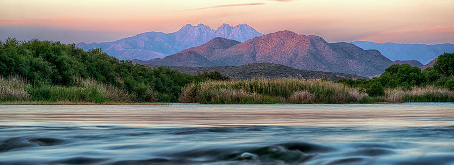 Salt River Four Peaks Pano Photograph by Dave Dilli