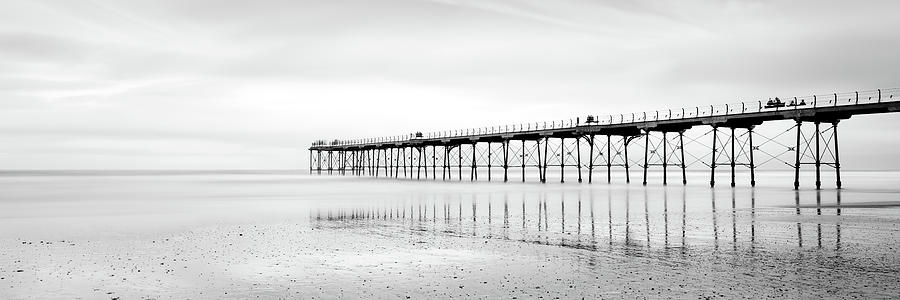Saltburn Pier Redcar and cleveland Black and white Photograph by Sonny Ryse