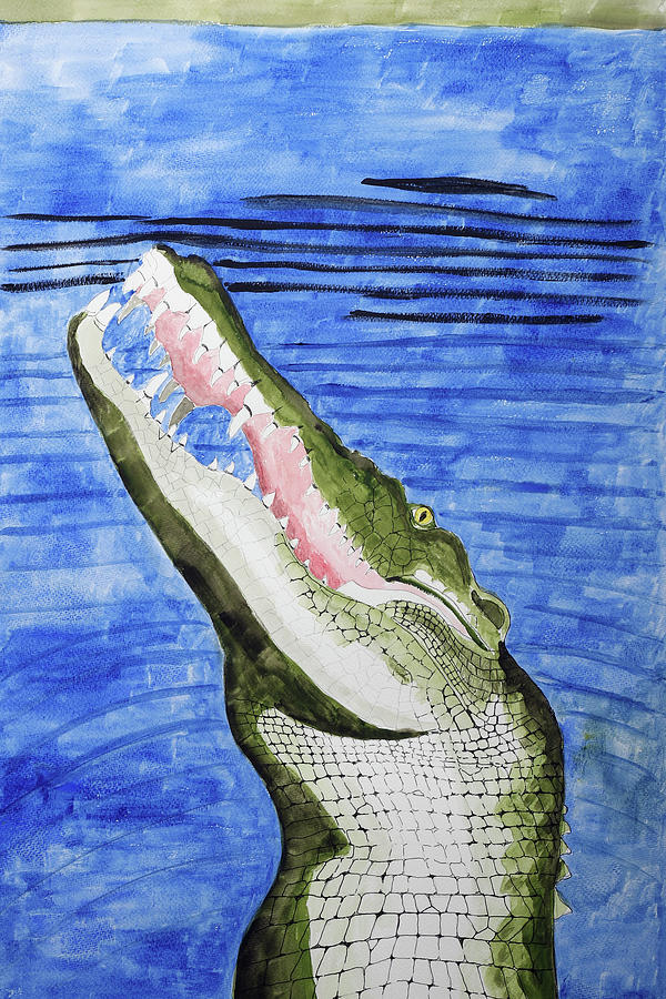 Animal Painting - Saltwater Crocodile by Wynn Derr