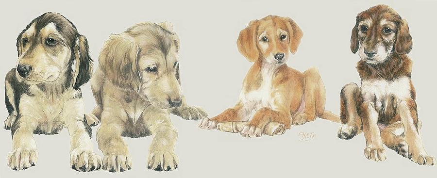 Saluki Puppies Mixed Media by Barbara Keith