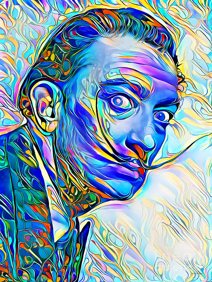 Salvador Dali in Vibrant Painterly Wavy Colors 20200522 Photograph by Wingsdomain Art and Photography