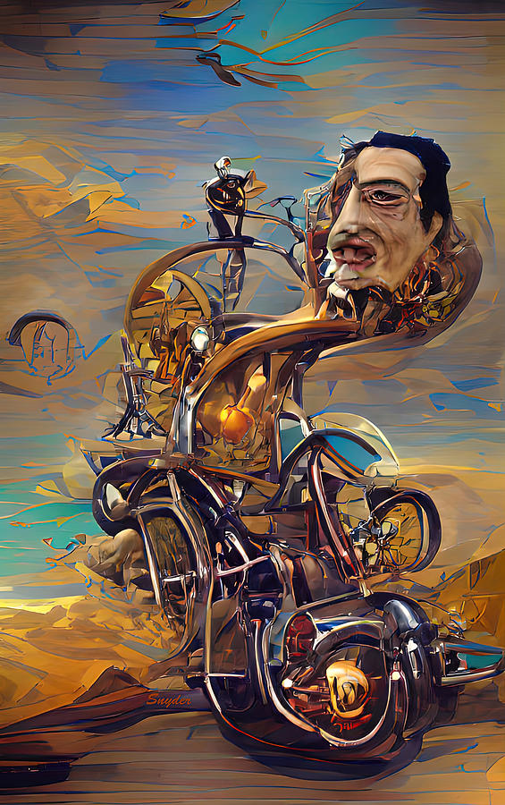 Salvador Pops a Wheelie on his way to Sturgis AI  Digital Art by Floyd Snyder