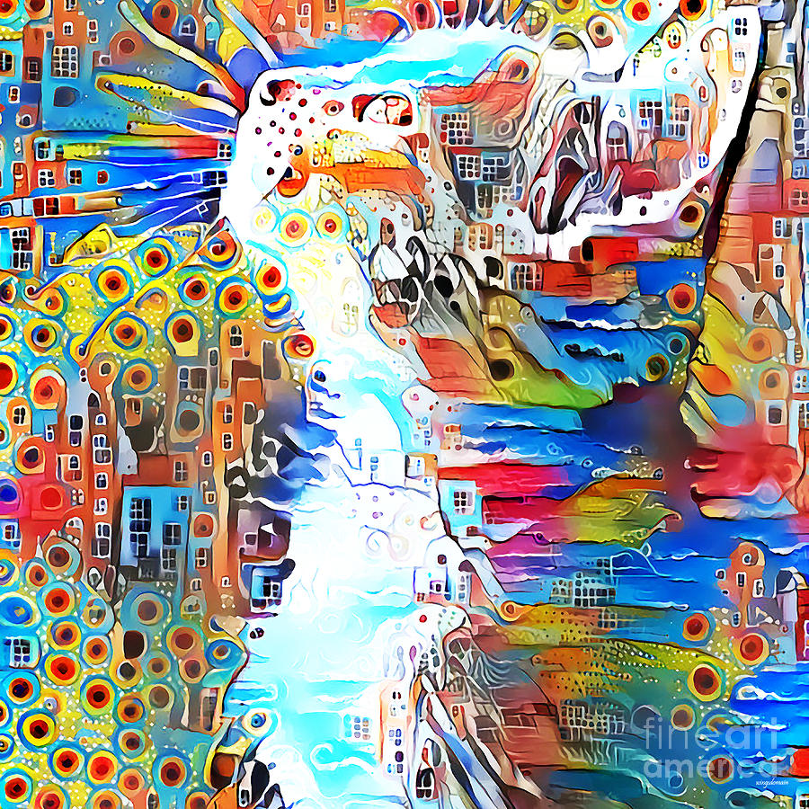 Salvador The Surrealist Cat in Contemporary Vibrant Colors 20200927 v4 square Photograph by Wingsdomain Art and Photography
