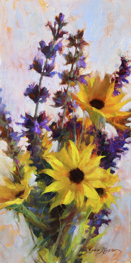 Still Life Painting - Salvia and Black Eyed Susans by Anna Rose Bain