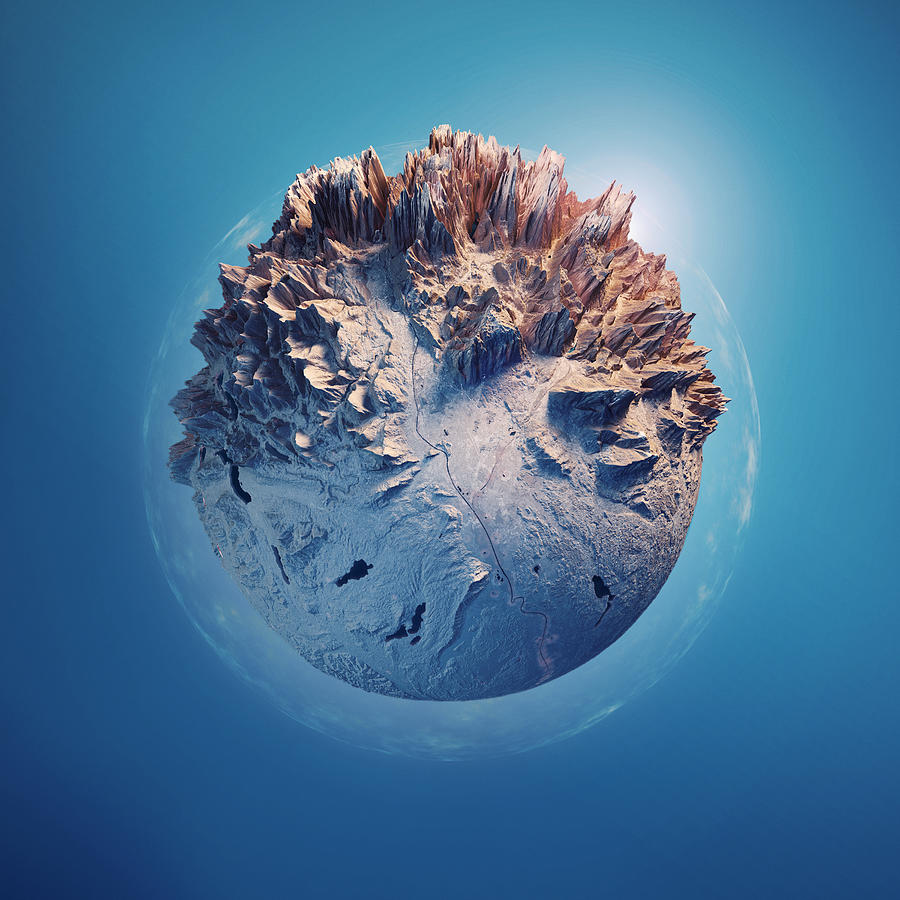 Salzburg 3D Little Planet 360-Degree Sphere Panorama Blue Photograph by FrankRamspott