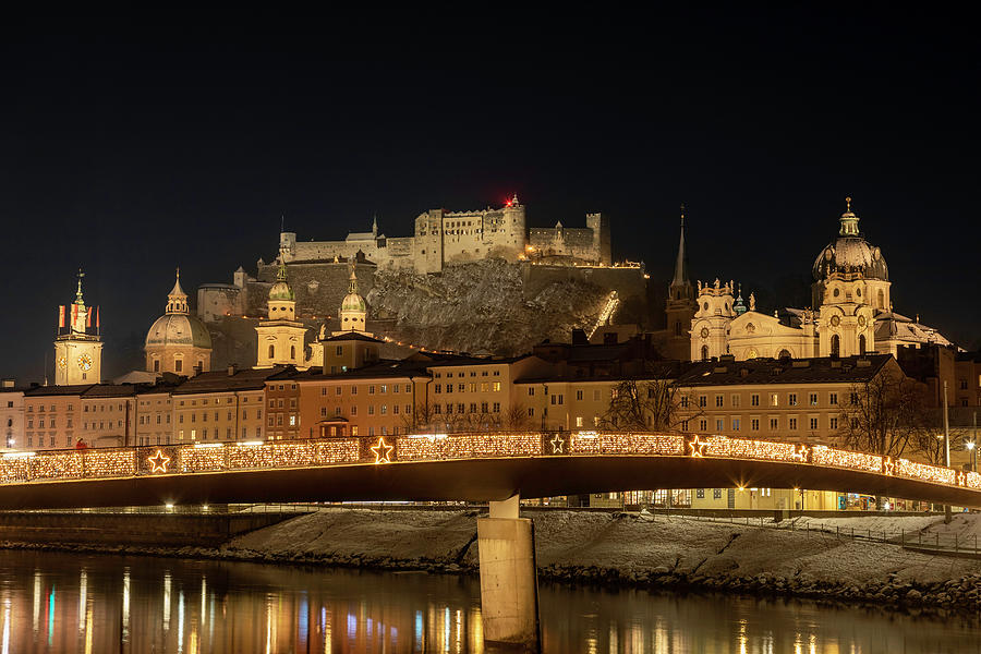 Salzburg at night Photograph by Mark Kiver
