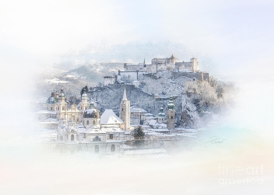 Salzburg in Winter Digital Art by Jerzy Czyz